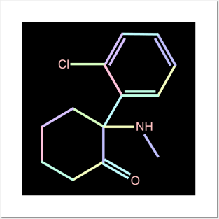 Ketamine Kawaii Pastel Rainbow Molecule Posters and Art